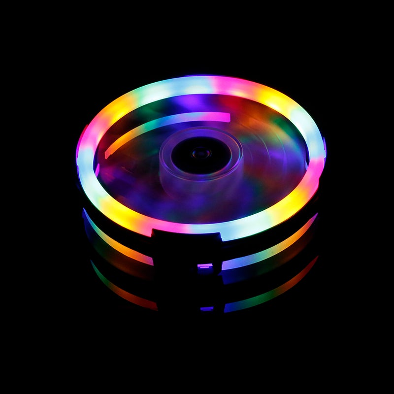 مبرد مروحة تبريد الكمبيوتر مع ضوء RGB غير قابل للتعديل 12سم متعدد الألوان - Image 3