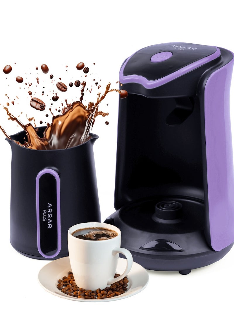ARSAR PLUS Automatic Turkish Coffee Maker Machine 1 to 5 Cups 500ML , 600W Hıgh Power , Distinctive Purple colour  - Image 1