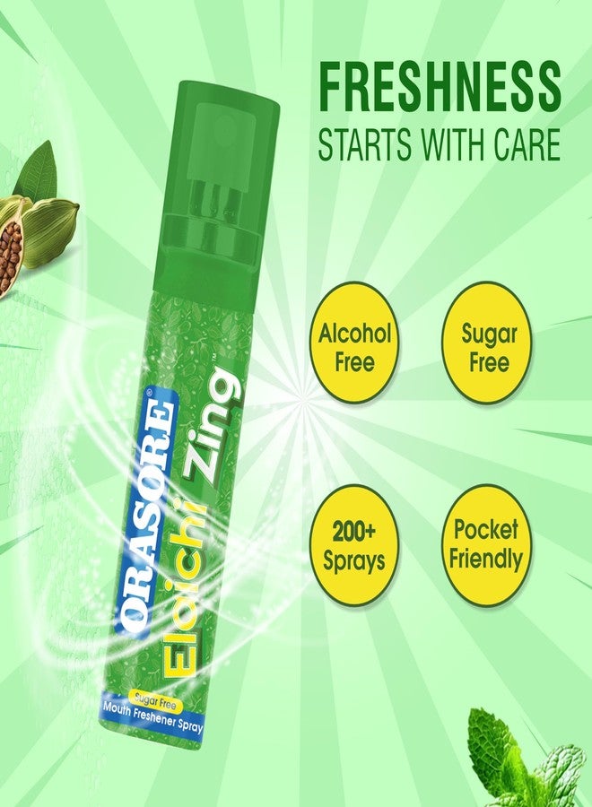 Orasore Elaichi Zing Mouth Freshener Spray | Alcohol-Free, Sugar-Free, 200+ Sprays | Instant Fresh Breath | Pocket Friendly Mouth Spray with Natural Ingredients (Elaichi Flavour) - Image 4