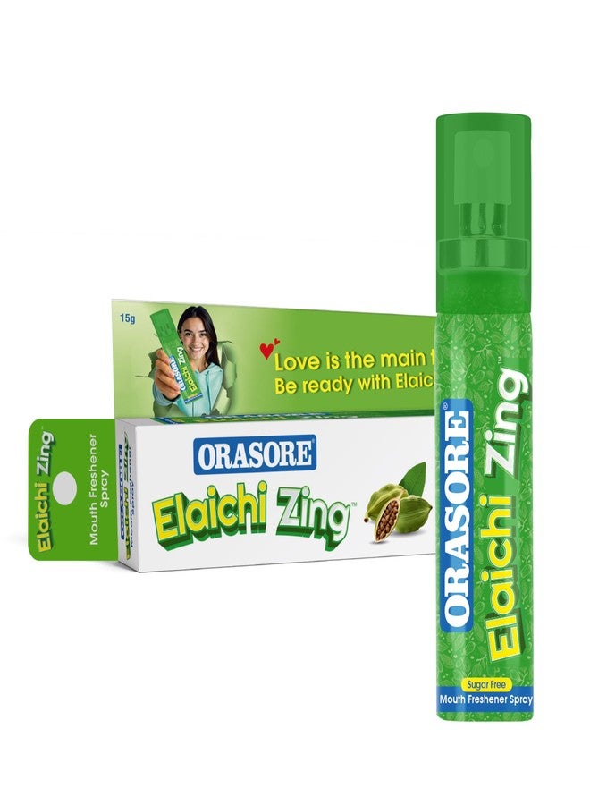 Orasore Elaichi Zing Mouth Freshener Spray | Alcohol-Free, Sugar-Free, 200+ Sprays | Instant Fresh Breath | Pocket Friendly Mouth Spray with Natural Ingredients (Elaichi Flavour) - Image 1