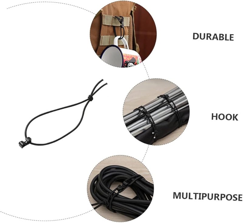 Mikikit 20 Pack Black Elastic Strap Hook Clips for Backpack Gear Organizer and Webbing Management - Image 4