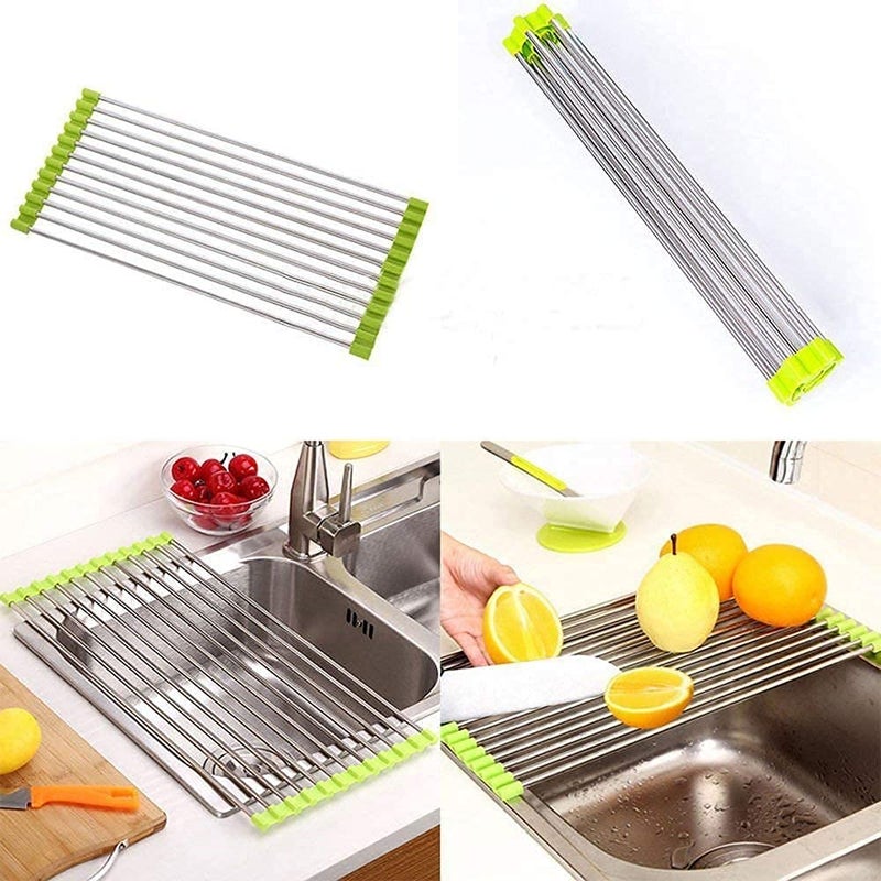 DONDA Stainless Steel Foldable Steel Drain Rack |Drain Rack for Kitchen Sink | Portable Dish Drainer Rack for Crockery, Utensils, Fruits, Vegetables, Etc. (Multicolor) (45 CM) - Image 3