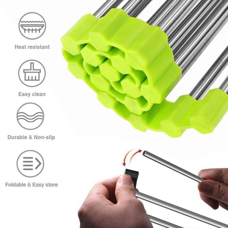 DONDA Stainless Steel Foldable Steel Drain Rack |Drain Rack for Kitchen Sink | Portable Dish Drainer Rack for Crockery, Utensils, Fruits, Vegetables, Etc. (Multicolor) (45 CM) - Image 5
