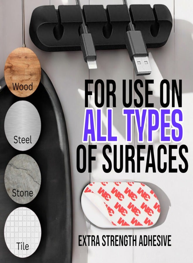 دائرة خضراء مشابك حامل الكابلات، عبوة من 5 مشابك لتنظيم الكابلات ذاتية اللصق لسطح المكتب وكابل شحن USB وطاولة بجانب السرير وسلك الطاقة وكابل الماوس وسلك الكمبيوتر الشخصي والمكتب والمنزل - Image 4