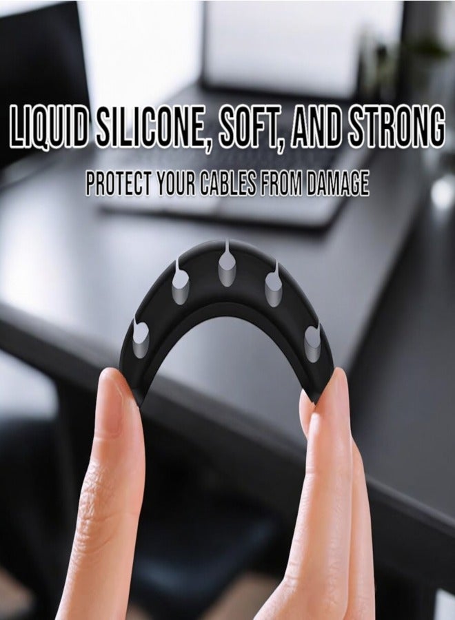 دائرة خضراء مشابك حامل الكابلات، عبوة من 5 مشابك لتنظيم الكابلات ذاتية اللصق لسطح المكتب وكابل شحن USB وطاولة بجانب السرير وسلك الطاقة وكابل الماوس وسلك الكمبيوتر الشخصي والمكتب والمنزل - Image 5