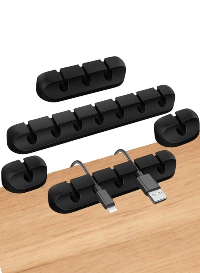 دائرة خضراء مشابك حامل الكابلات، عبوة من 5 مشابك لتنظيم الكابلات ذاتية اللصق لسطح المكتب وكابل شحن USB وطاولة بجانب السرير وسلك الطاقة وكابل الماوس وسلك الكمبيوتر الشخصي والمكتب والمنزل - Image 1