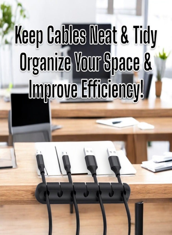 دائرة خضراء مشابك حامل الكابلات، عبوة من 5 مشابك لتنظيم الكابلات ذاتية اللصق لسطح المكتب وكابل شحن USB وطاولة بجانب السرير وسلك الطاقة وكابل الماوس وسلك الكمبيوتر الشخصي والمكتب والمنزل - Image 2