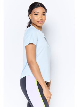 Reebok Women Sportswear Fit Short Sleeve Outdoor Top, Light Blue  - Image 4