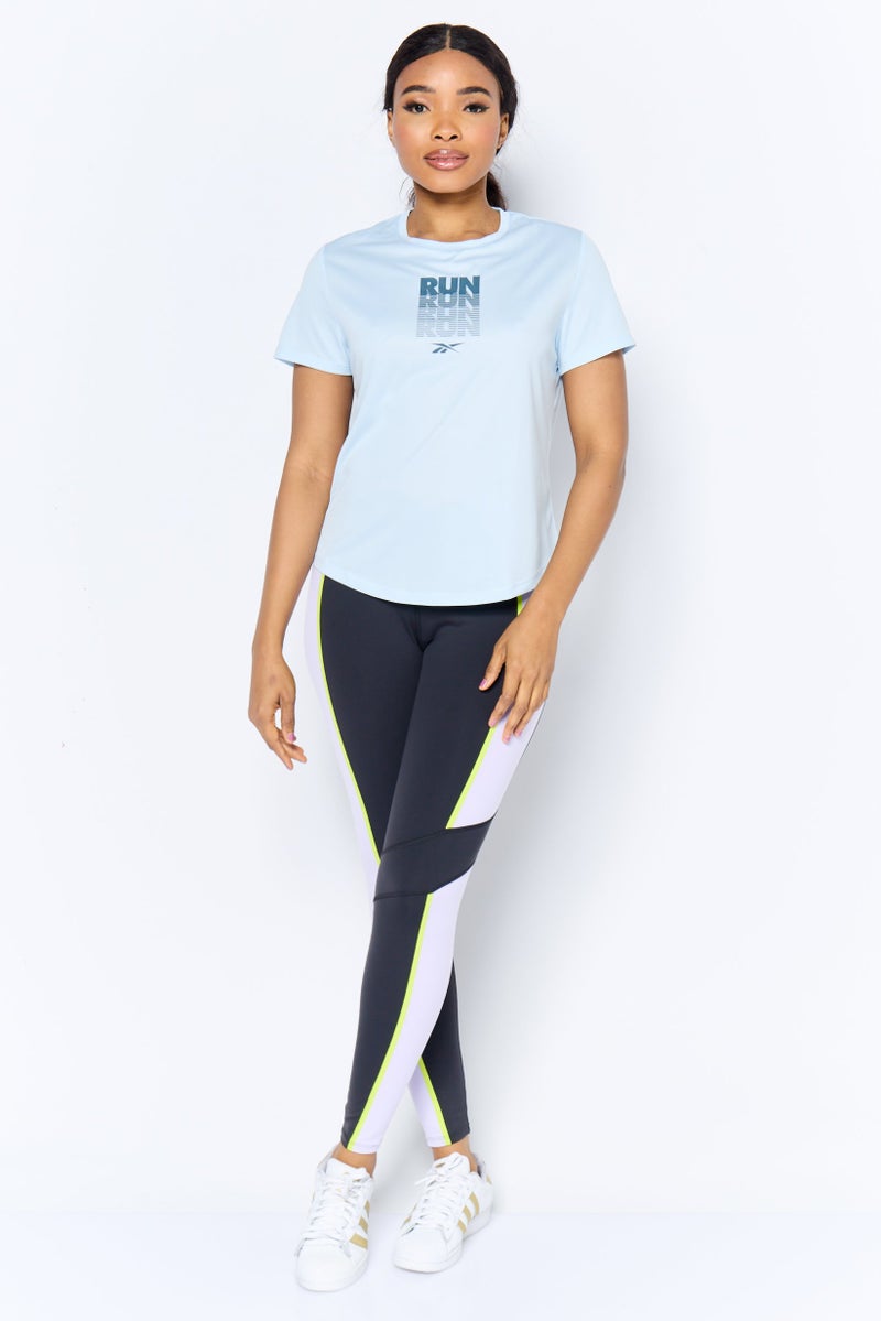 Reebok Women Sportswear Fit Short Sleeve Outdoor Top, Light Blue - Image 3