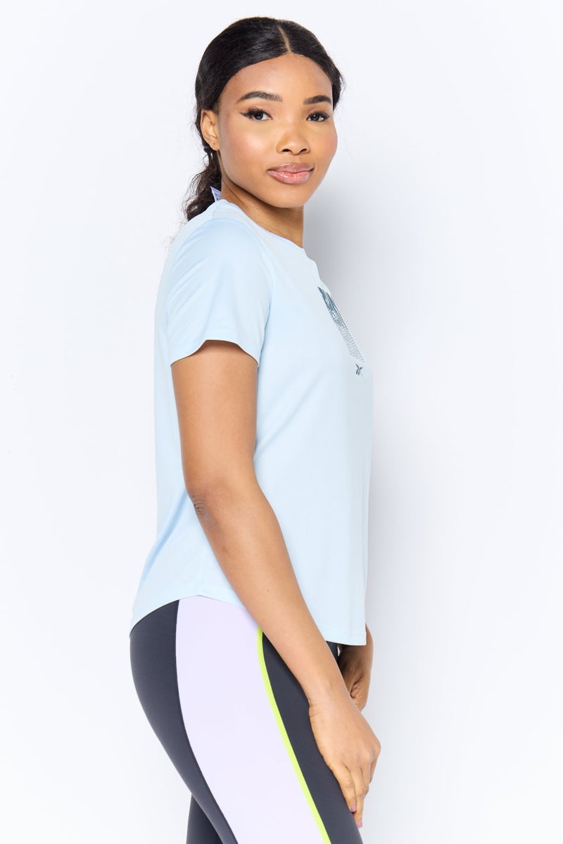 Reebok Women Sportswear Fit Short Sleeve Outdoor Top, Light Blue - Image 4