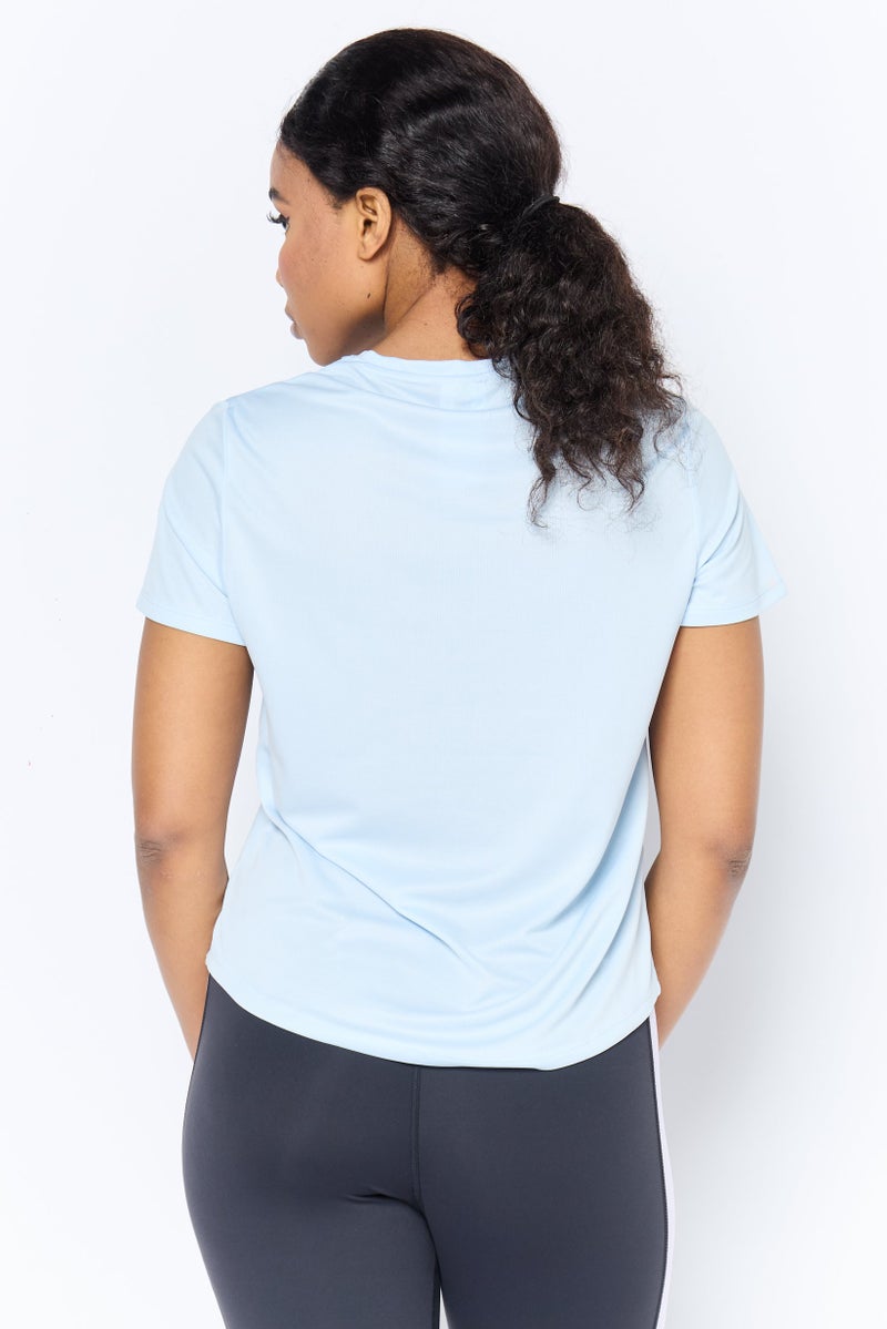 Reebok Women Sportswear Fit Short Sleeve Outdoor Top, Light Blue - Image 2