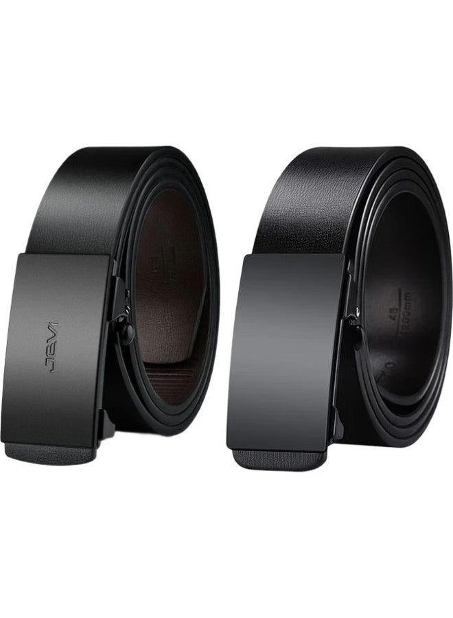 Jevi Men'S Belt, Toothless Automatic Buckle, Genuine Leather Waistband, Casual Business Versatile Two-Layer Cowhide Belt For Young And Middle-Aged Men - Image 1