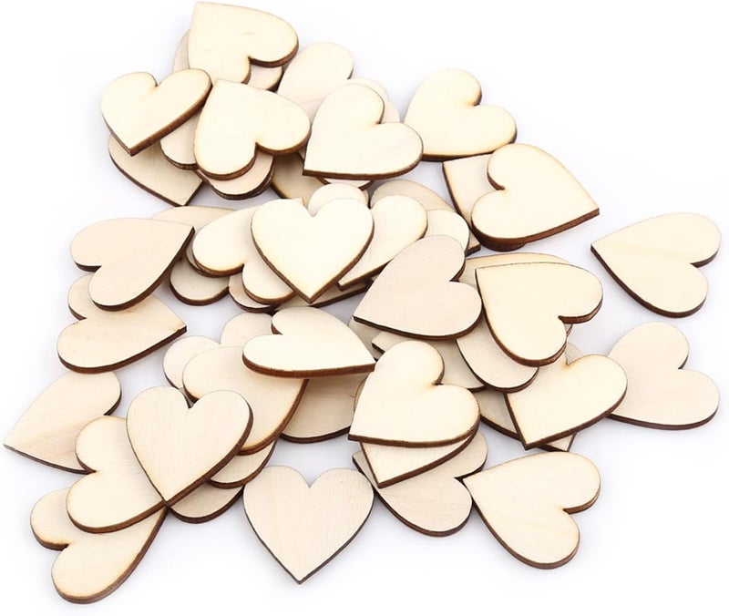 100pcs Wood Small Hearts 3mm Thickness for Decoupage, Sign Making, Crafting with Hearts Shape Embellishment, Ready to Paint, Decorate, or Plain Finish (25mm) - Image 1