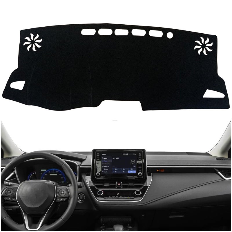 KEEGTBOX Dash Mat Cover for Corolla Sedan 2022 Custom Interior Center Console Dashboard Accessories Compatible with Toyota Corolla Sedan L LE SE XLE XSE 2019 2020 2021 2022 Black Rim