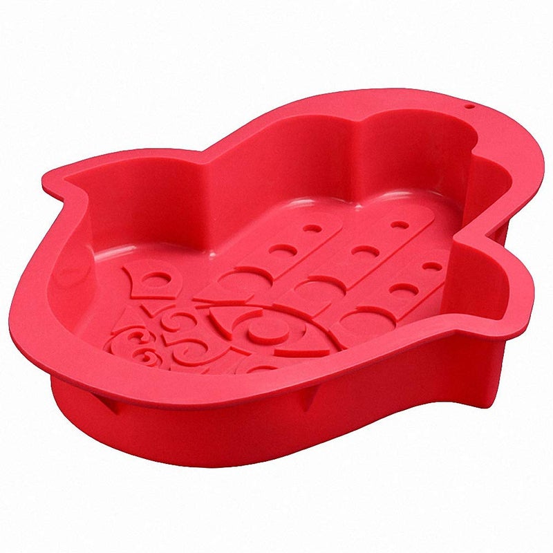 HiParty Hamsa Hand Cake Pan, Hand of Fatima Baking Silicone Mold the Hand of God Cake Mould Eye in Khamsah Palm Rosh Hashanah Bakeware Tools (14" X 10.5" X 2.2", Random Color) - Image 2