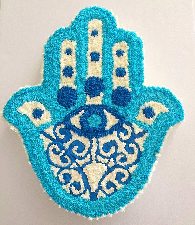 HiParty Hamsa Hand Cake Pan, Hand of Fatima Baking Silicone Mold the Hand of God Cake Mould Eye in Khamsah Palm Rosh Hashanah Bakeware Tools (14" X 10.5" X 2.2", Random Color) - Image 5