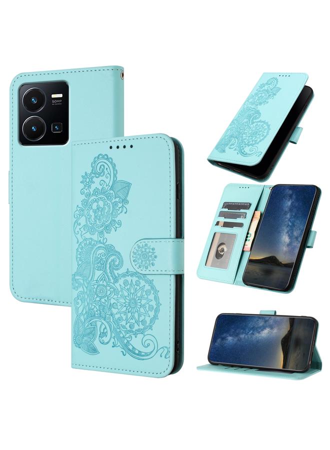 إيروريكس جراب لهاتف vivo Y22 4G Global/Y77 5G Global جراب هاتف جلدي قابل للطي منقوش عليه زهرة الداتورة - Image 1