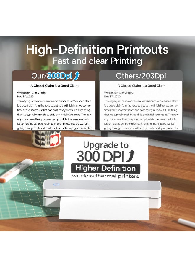 HPRT MT610 Pro Portable Printer Wireless for Travel, Bluetooth Thermal Printer 8.5x11 US Letter&A4 Thermal Paper, Compatible with Android and iOS Phone & Laptop, Inkless Printer Mobile Office White - Image 4