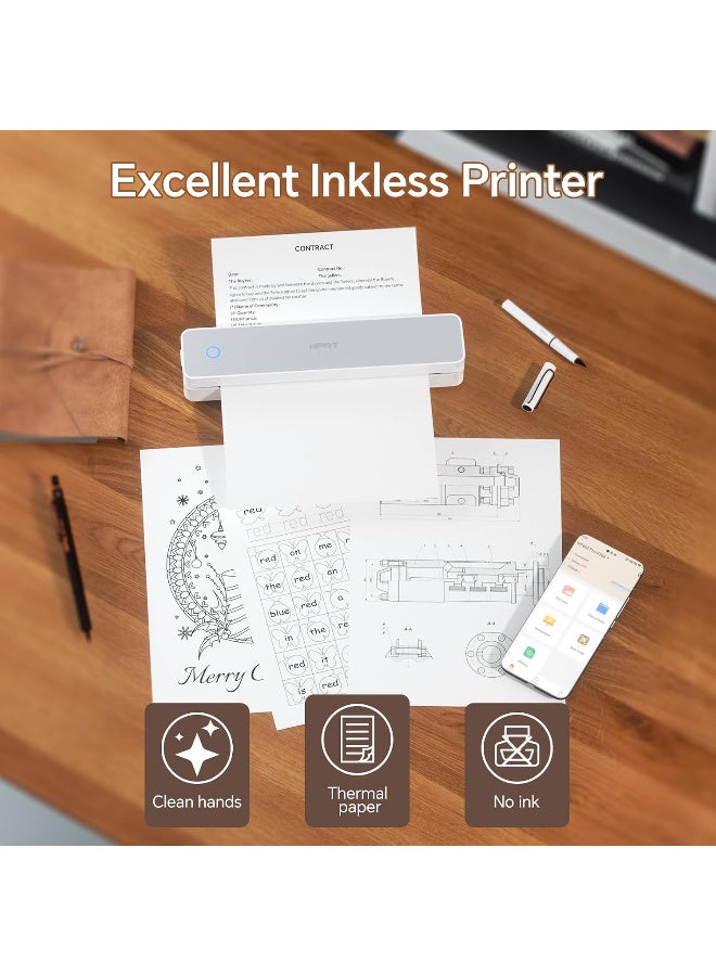 HPRT MT610 Pro Portable Printer Wireless for Travel, Bluetooth Thermal Printer 8.5x11 US Letter&A4 Thermal Paper, Compatible with Android and iOS Phone & Laptop, Inkless Printer Mobile Office White - Image 3