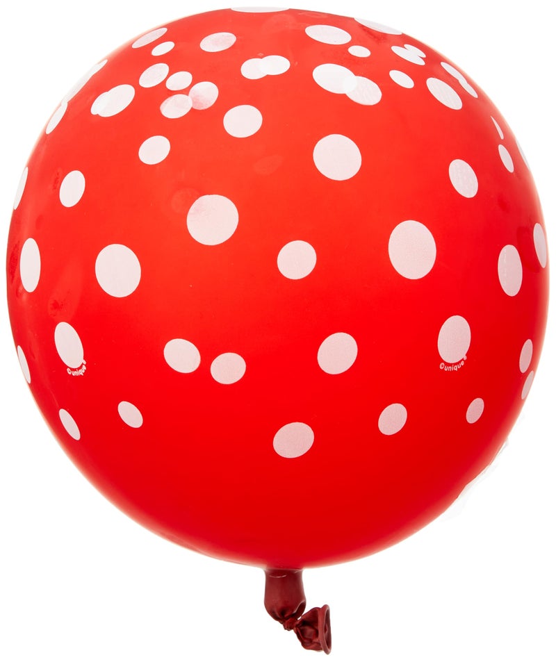 Unique Polka Dots Ruby Red Latex Balloons 12 Pack of 6 Unique Eyecatching Design