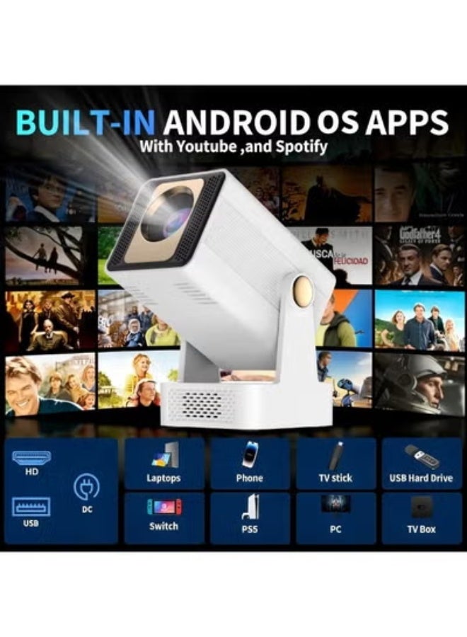 Gulf Trend Mini Android Smart LCD Projector, Native 720P, 200 ANSI Lumens, WiFi6 - Image 3