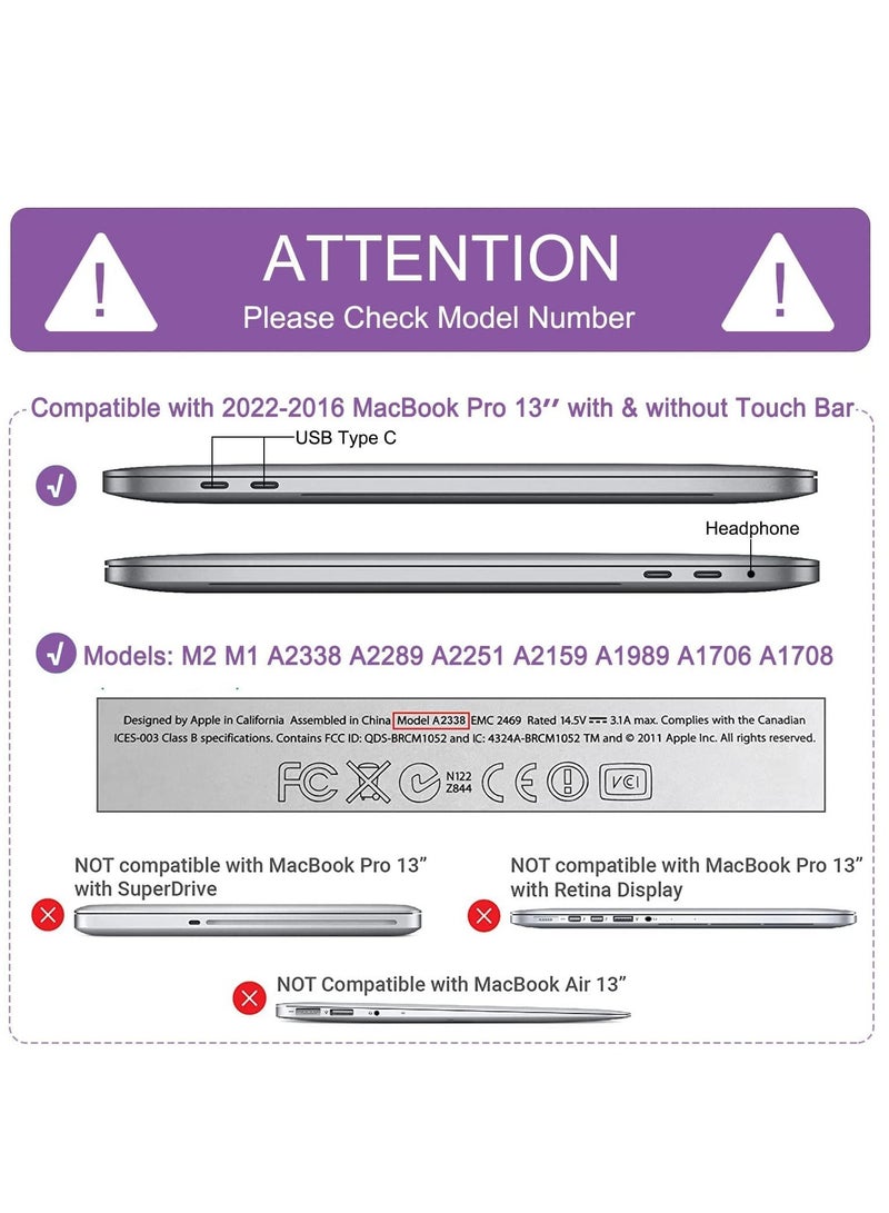 Frosted Hard Shell Compatible with MacBook Pro 13 Inch Case 2016-2023 Release M2 Chip A2338/M1 A2251 A2289 A2159 A1989 A1706 A1708 Plastic Hard Shell Case Protective Cover (Black) - Image 2