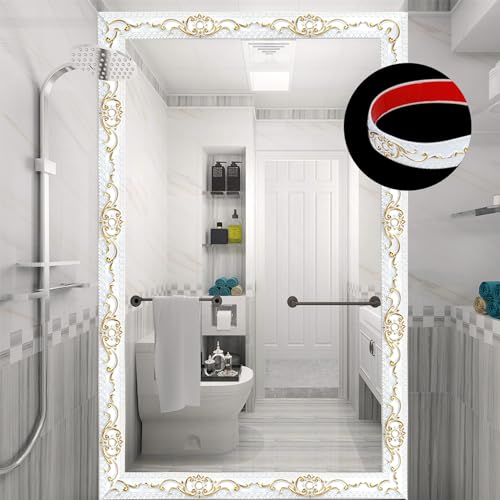 Leenevs Flexible Wall Trim, 16.4 Feet Self-Adhesive Peel & Stick Molding, Cabinet Border, Mirror Frame Trim for Home Decor (White & Gold) - Image 5