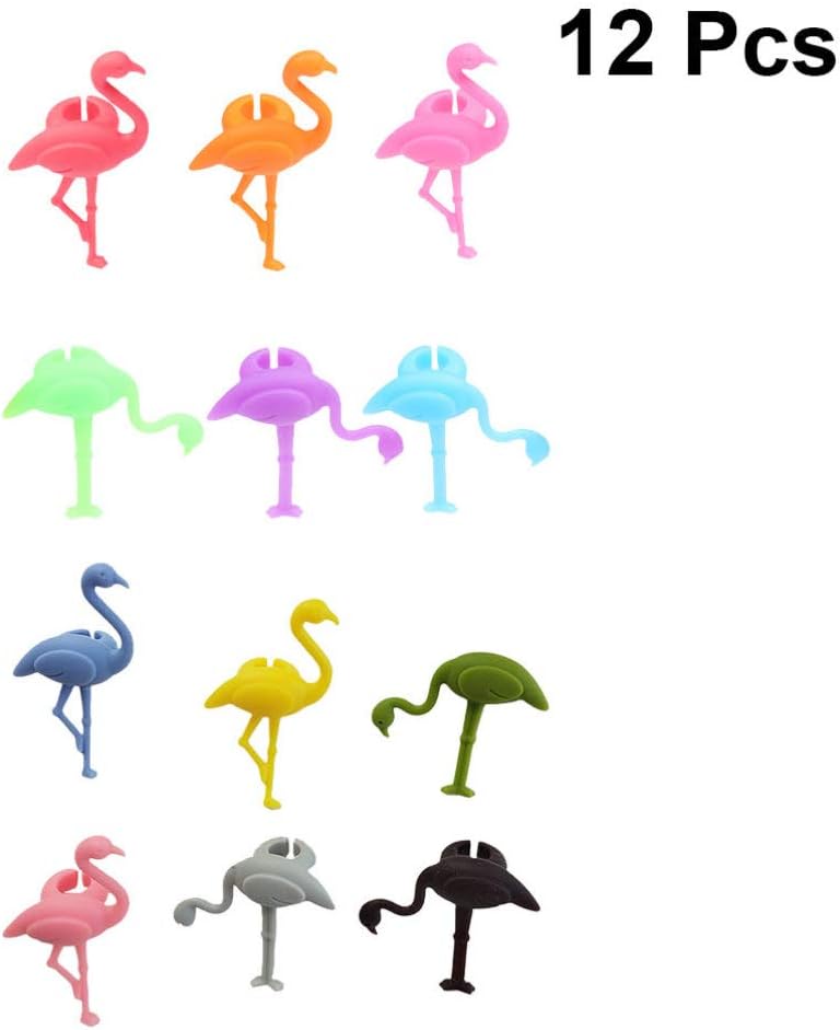 woobles Glass Mugs 12 Pcs Wine Glass Drink Markers Flamingo Wine Charm Tags Silicone Wine Glass Champagne Markers for Flamingo Hawaii Tropical Lula Party Supplies Glass Mug Glass Mug - Image 1