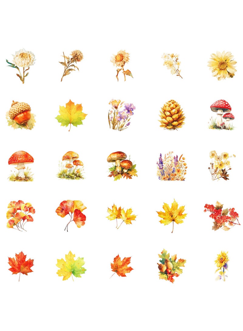 50 PCS Stickers Autumn Fall Maple Leaf Stickers Decals for Water Bottles Luggage Cards Envelopes Scrapbook Laptop Party Decoration for Kids Teens - Image 3