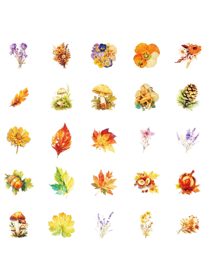 50 PCS Stickers Autumn Fall Maple Leaf Stickers Decals for Water Bottles Luggage Cards Envelopes Scrapbook Laptop Party Decoration for Kids Teens - Image 2