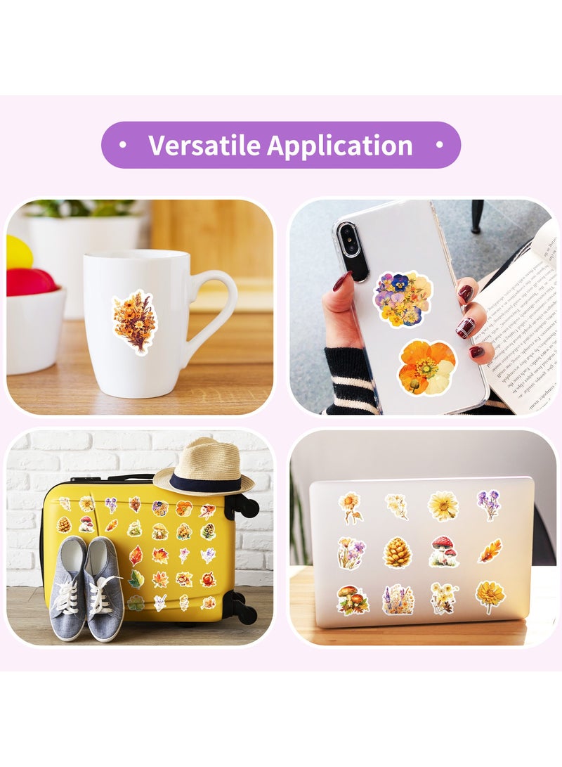 50 PCS Stickers Autumn Fall Maple Leaf Stickers Decals for Water Bottles Luggage Cards Envelopes Scrapbook Laptop Party Decoration for Kids Teens - Image 4