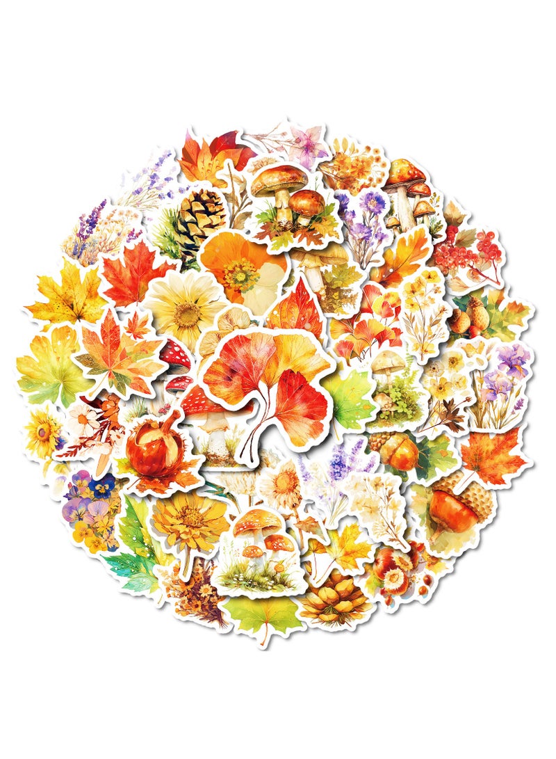 50 PCS Stickers Autumn Fall Maple Leaf Stickers Decals for Water Bottles Luggage Cards Envelopes Scrapbook Laptop Party Decoration for Kids Teens - Image 1