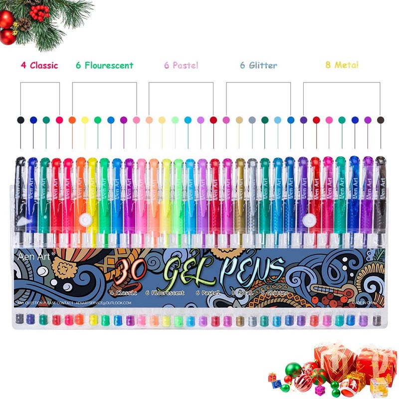 Aen Art Gel Pens for Adult Coloring Books, 30 Colors Fine Point Gel Marker Pen with 40% More Ink for Drawing, Bullet Journaling, School Craft Supplies - Image 5