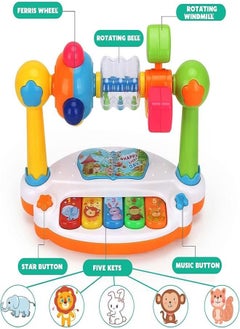 Generic Baby Piano Toy for Infants, Baby Musical Toys for Toddlers, Light Up Piano Keyboard for Kids with 5 Animal Numbered Keys, Toddler Piano Learning Toy for 3 Years Old Baby  - Image 5