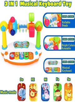 Generic Baby Piano Toy for Infants, Baby Musical Toys for Toddlers, Light Up Piano Keyboard for Kids with 5 Animal Numbered Keys, Toddler Piano Learning Toy for 3 Years Old Baby  - Image 4