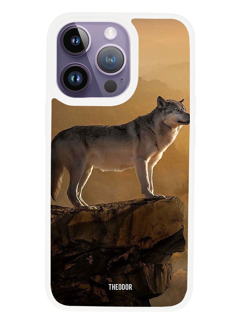 Theodor Protective Case Anti Scratch Shock Proof Cover For APPLE IPHONE 14 PRO Real Wolf (White Bumper) - Image 1