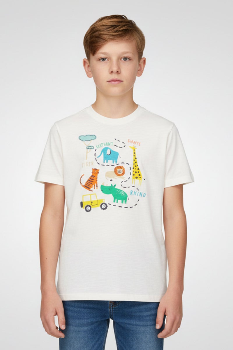 Hamleys Kids Boy Short Sleeve Graphic Print T-Shirt, White - Image 1
