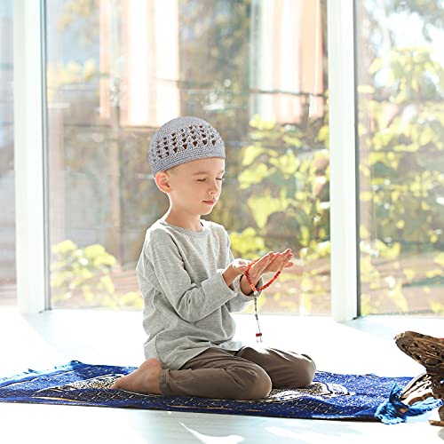 Boyiee 4 Pieces Kufi Hat for Men Knit Kufi Cap Crochet Beanie Skull Beanie Muslim African Hat for Men Women (Black,White,Gray,Brown) - Image 5