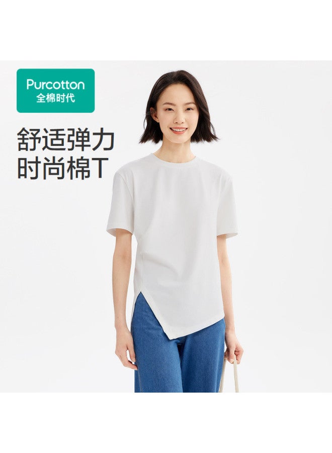 purcotton Women'S Comfortable T-Shirt Slim Stretch Top Summer Short Sleeve Versatile Casual Wear For Daily Commute And Everyday Use - Image 2