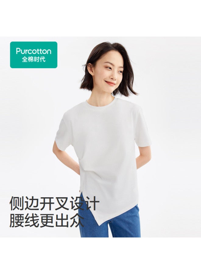 purcotton Women'S Comfortable T-Shirt Slim Stretch Top Summer Short Sleeve Versatile Casual Wear For Daily Commute And Everyday Use - Image 3