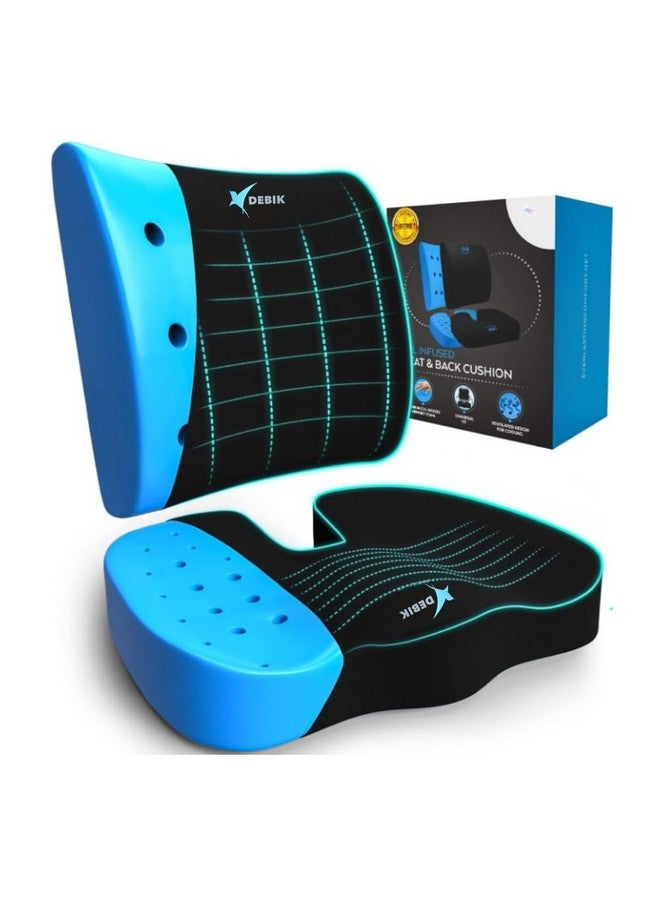 DEBIK® | وسادة مقعد مملوءة بالجل - وسادة مهوّاة لعلاج آلام الظهر، الورك، عرق النسا، وعظمة الذيل - وسادة مكتب من الذاكرة، مقعد ألعاب، مقعد سيارة (وسادة مقعد وظهر) - Image 1