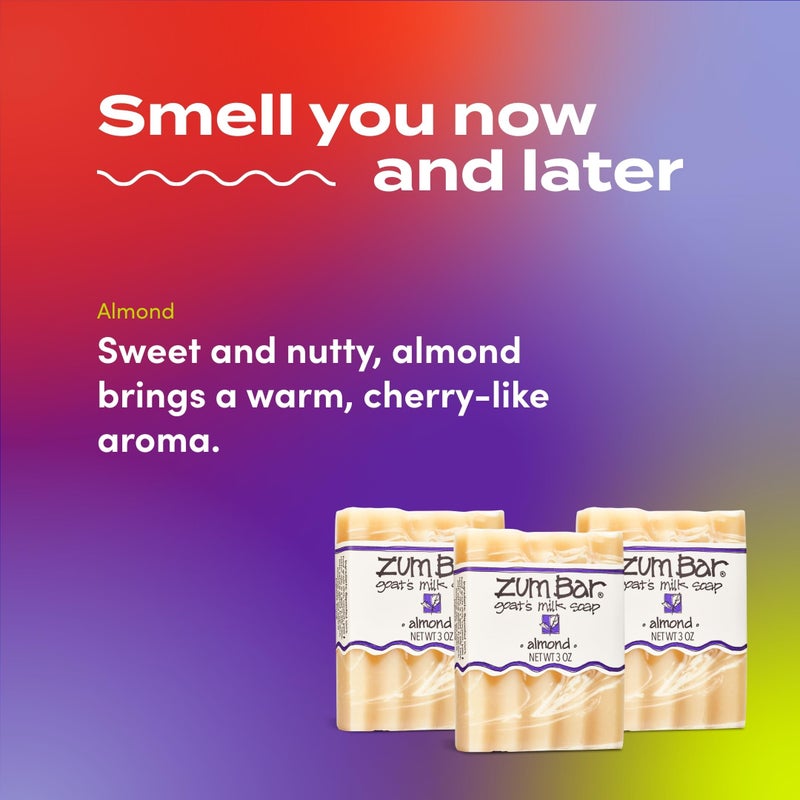 Indigo Wild Zum Goat's Milk Soap Bar - Bar Soap for Hands & Body Made with Essential Oils - 3 oz - Almond (3 Pack) - Image 3