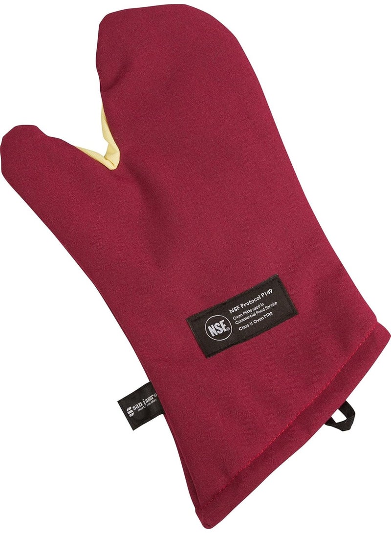 San Jamar San Jamar KT0215 Cool Touch Flame Conventional High Heat Intermittent Flame Protection up to 900°F Oven Mitt, 15" Length, Red  - Image 3