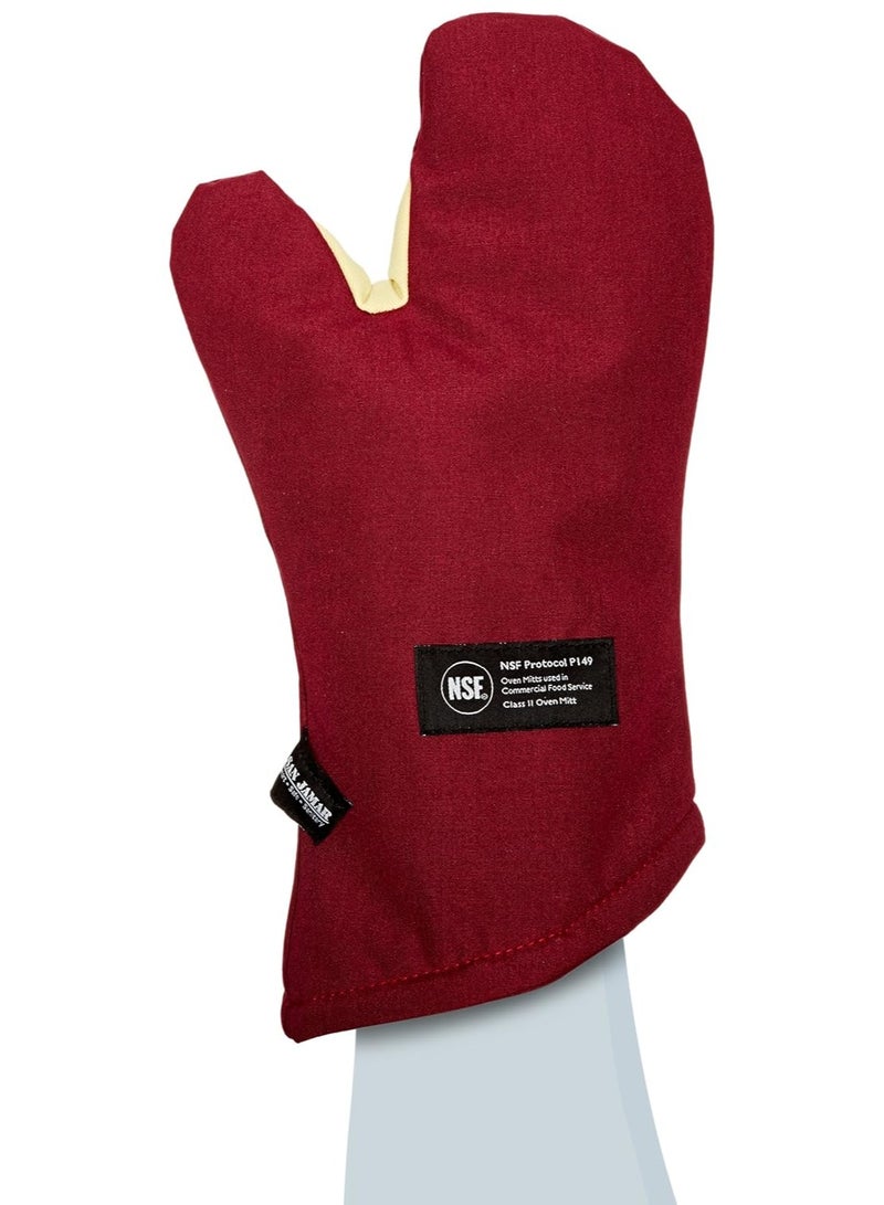 San Jamar San Jamar KT0215 Cool Touch Flame Conventional High Heat Intermittent Flame Protection up to 900°F Oven Mitt, 15" Length, Red  - Image 1