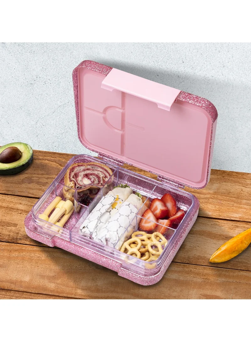 Eazy Kids Eazy Kids 6 & 4 Convertible Bento Lunch Box - Glitter Pink