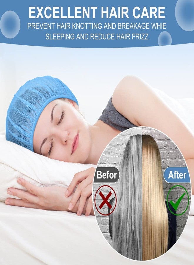 Chuarry 4 Pcs Mesh Sleep Bonnet for Sleeping Night Curly Hair Nets Sleep Caps for Women(White, Pink, Light Blue, Black) - Image 5