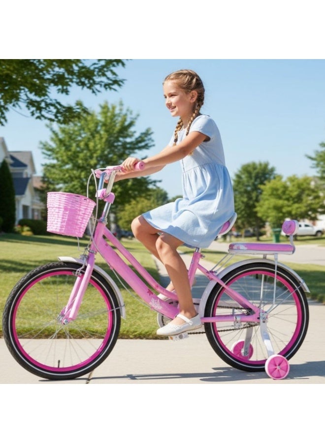 girls 20 inch kids bicycle with training wheels sturdy frame Pink ideal for ages 5 to 9 - Image 3