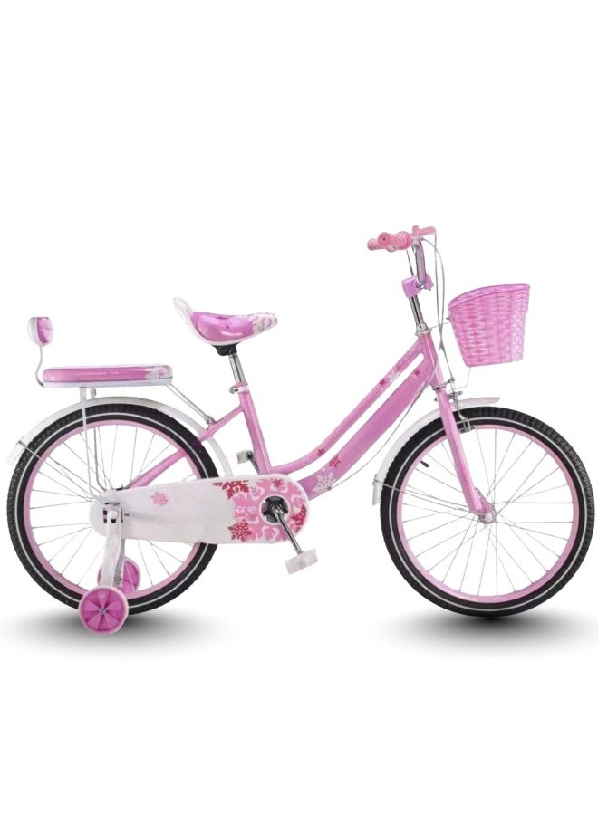 girls 20 inch kids bicycle with training wheels sturdy frame Pink ideal for ages 5 to 9 - Image 1