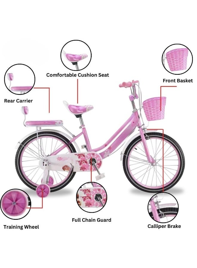 girls 20 inch kids bicycle with training wheels sturdy frame Pink ideal for ages 5 to 9 - Image 2