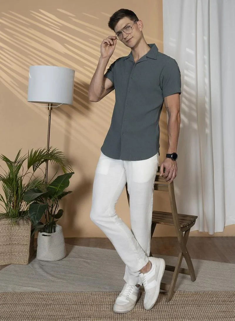 Dennis Lingo Men's Multicoloured Lycra Textured Button Down Relaxed Fit Shirt